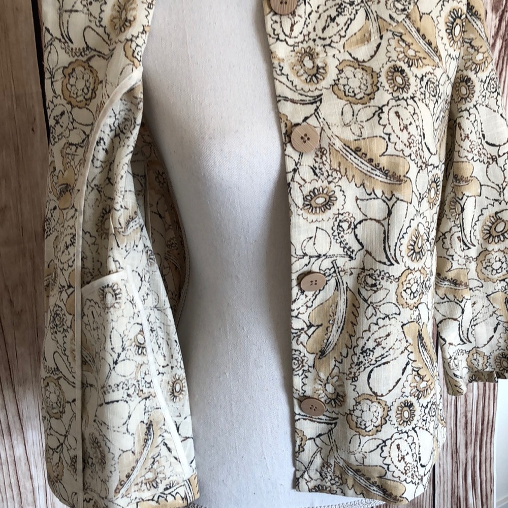 J. Jill Floral Cream/Brown/Tan Jacket Small - Picture 5 of 7